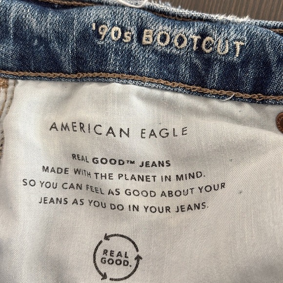 American Eagle 90s Bootcut Denim Jeans Split Hem Hi-Rise Blue Y2K Size 10 - Picture 11 of 15